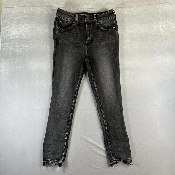 We The Free Denim - We The Free People Skinny Jeans Womens 31 Gray High Rise Raw Hem Stretch
